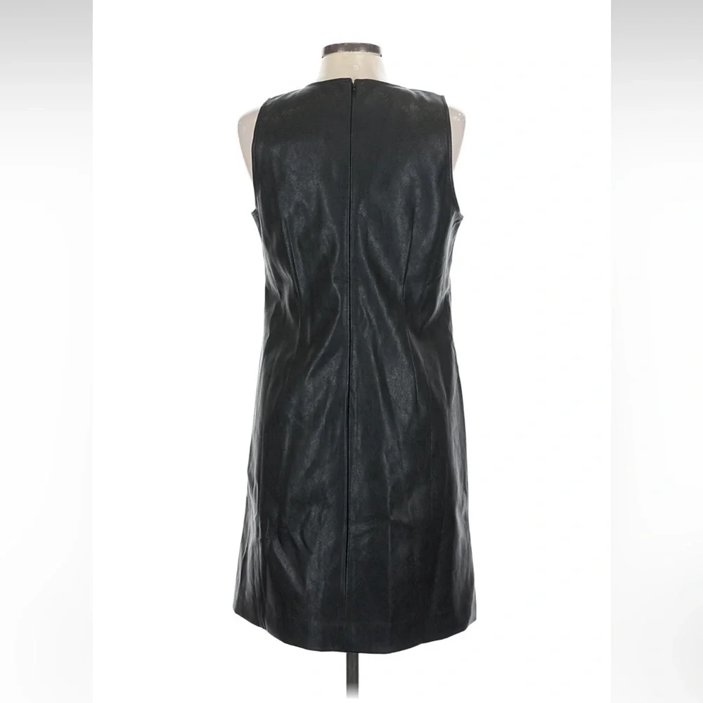 NWT! J. Crew Black Faux-Leather Sleeveless Shift Dress. Size 10.